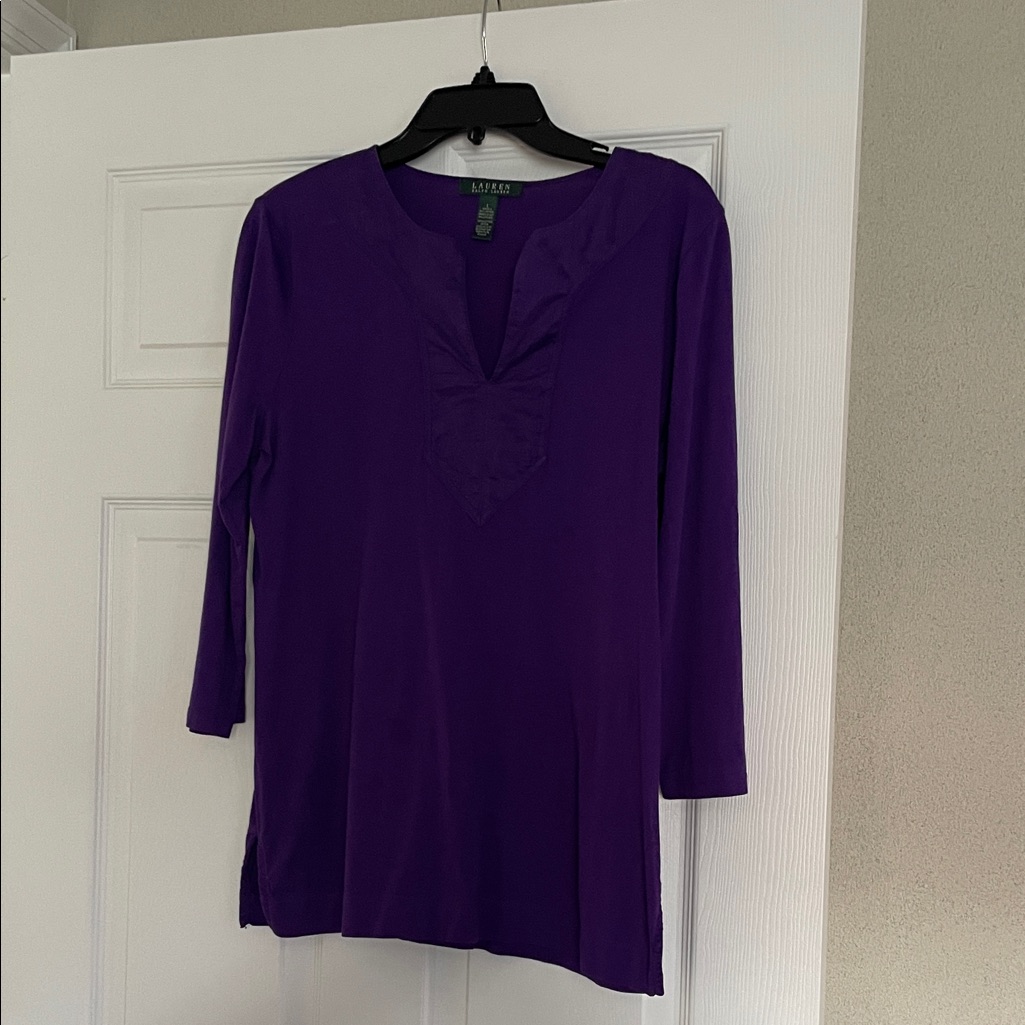 Purple Women's Top By Ralph Lauren Size Large 100 Percent Cotton.